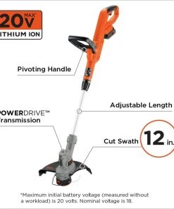 BLACK+DECKER Trimmers & Edgers 20-Volt Max 12-in Straight Cordless String Trimmer with Edger Capable (Battery Included) -Outdoor Tools Online Shop 04965302