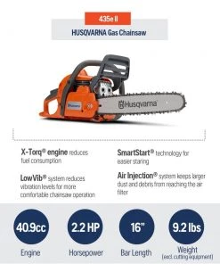 Husqvarna Chainsaws & Pole Saws Husqvarna 435 16-in 40.9-cc 2-Cycle Gas Chainsaw -Outdoor Tools Online Shop 08271358