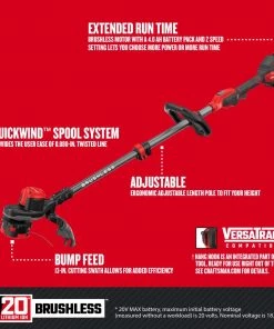CRAFTSMAN Trimmers & Edgers WEEDWACKER V20 20-Volt Max 13-in Straight Cordless String Trimmer (Battery Included) -Outdoor Tools Online Shop 09806982
