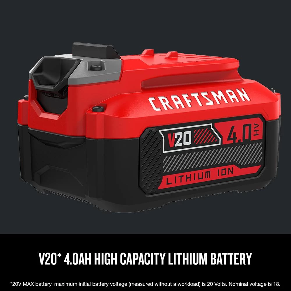 CRAFTSMAN Power Equipment Parts 20-Volt Max 4 Ah Rechargeable Lithium Ion (Li-Ion) Cordless Power Equipment Battery 3 CRAFTSMAN Power Equipment Parts 20-Volt Max 4 Ah Rechargeable Lithium Ion (Li-Ion) Cordless Power Equipment Battery - Image 3