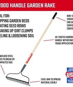 CRAFTSMAN Lawn & Garden Hand Tools 57.25-in L Wood-Handle Welded Steel Garden Rake -Outdoor Tools Online Shop 10004920