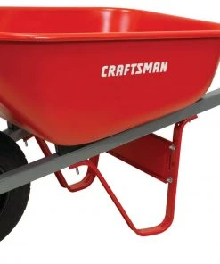 CRAFTSMAN Wheelbarrows & Yard Carts 6 Cubic Ft Steel Tray Wheelbarrow, Steel Handles