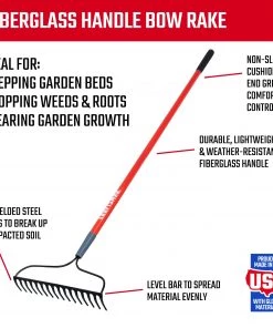 CRAFTSMAN Lawn & Garden Hand Tools 57.25-in L Fiberglass-Handle Welded Steel Garden Rake -Outdoor Tools Online Shop 10339297