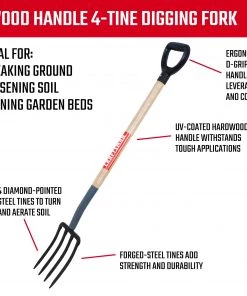 CRAFTSMAN Lawn & Garden Hand Tools 42-in L Wood-Handle Forged Spading Fork -Outdoor Tools Online Shop 10414824