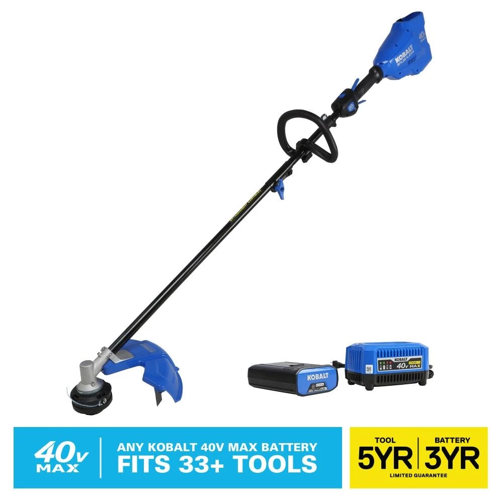 Kobalt Trimmers & Edgers 40-Volt Max 16-in Straight Cordless String Trimmer with Attachment Capable and (Battery Included) 1 Kobalt Trimmers & Edgers 40-Volt Max 16-in Straight Cordless String Trimmer with Attachment Capable and (Battery Included)