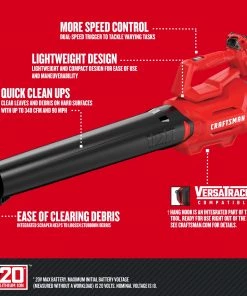 CRAFTSMAN Leaf Blowers 20-volt Max 340-CFM Handheld Cordless Electric Leaf Blower (Battery & Charger Included) -Outdoor Tools Online Shop 11426721