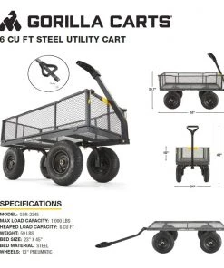 Gorilla Carts Wheelbarrows & Yard Carts 6-cu ft Steel Yard Cart 21 Gorilla Carts Wheelbarrows & Yard Carts 6-cu ft Steel Yard Cart -Outdoor Tools Online Shop 14613724