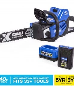 Kobalt Chainsaws & Pole Saws 40-Volt 14-in Brushless Cordless Electric Chainsaw 4 Ah (Battery & Charger Included)