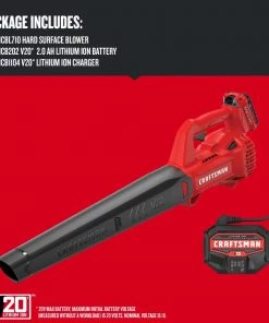 CRAFTSMAN Leaf Blowers 20-volt Max 200-CFM Handheld Cordless Electric Leaf Blower 2 Ah (Battery & Charger Included) 14 CRAFTSMAN Leaf Blowers 20-volt Max 200-CFM Handheld Cordless Electric Leaf Blower 2 Ah (Battery & Charger Included) -Outdoor Tools Online Shop 16728261