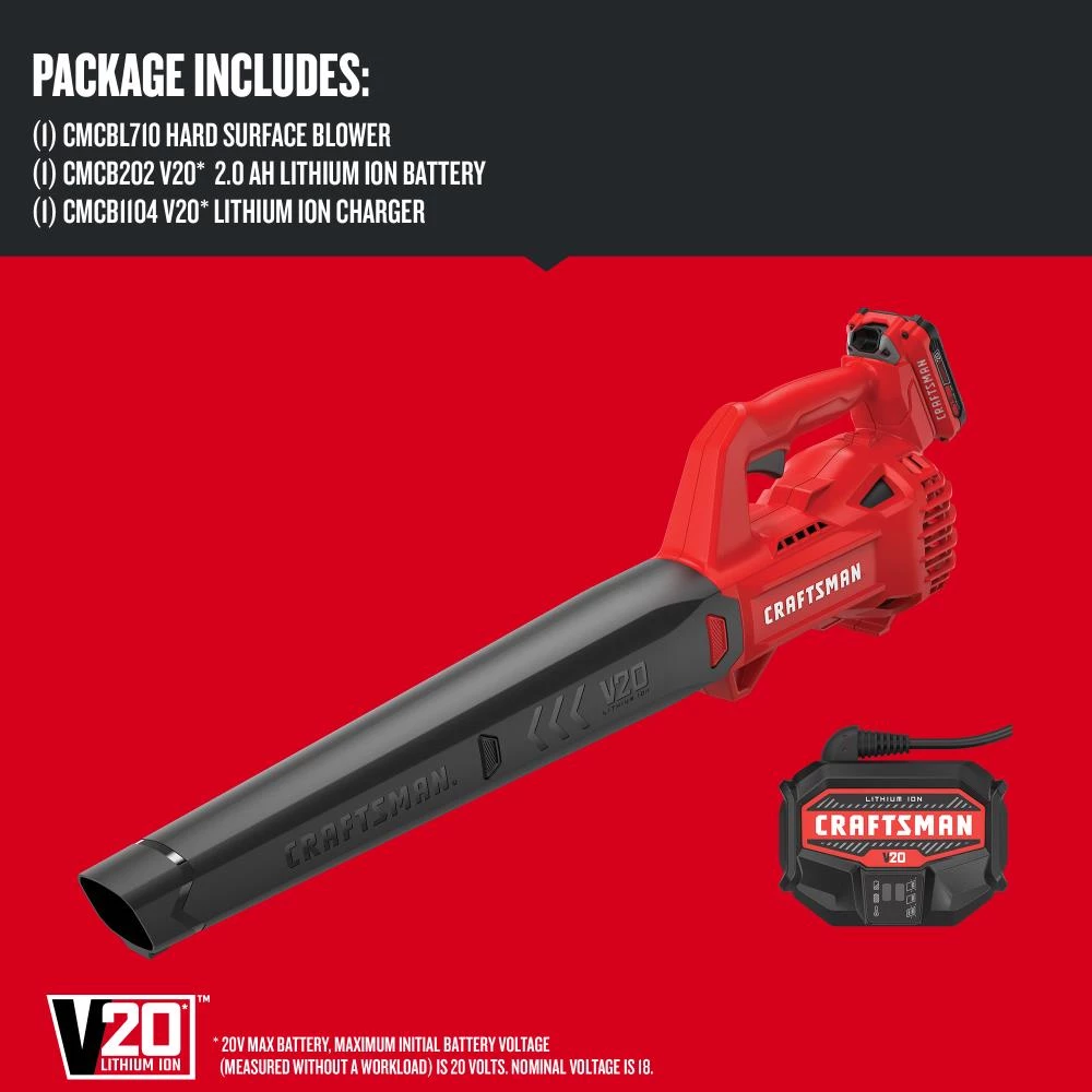 CRAFTSMAN Leaf Blowers 20-volt Max 200-CFM Handheld Cordless Electric Leaf Blower 2 Ah (Battery & Charger Included) 4 CRAFTSMAN Leaf Blowers 20-volt Max 200-CFM Handheld Cordless Electric Leaf Blower 2 Ah (Battery & Charger Included) - Image 4