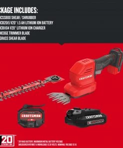 CRAFTSMAN Trimmers & Edgers 20-Volt Max 8-in Dual Cordless Electric Hedge Trimmer 1.5 Ah (Battery & Charger Included) -Outdoor Tools Online Shop 17851972