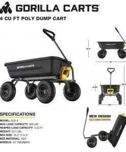 Gorilla Carts Wheelbarrows & Yard Carts 4-cu ft Poly Yard Cart -Outdoor Tools Online Shop 42044737