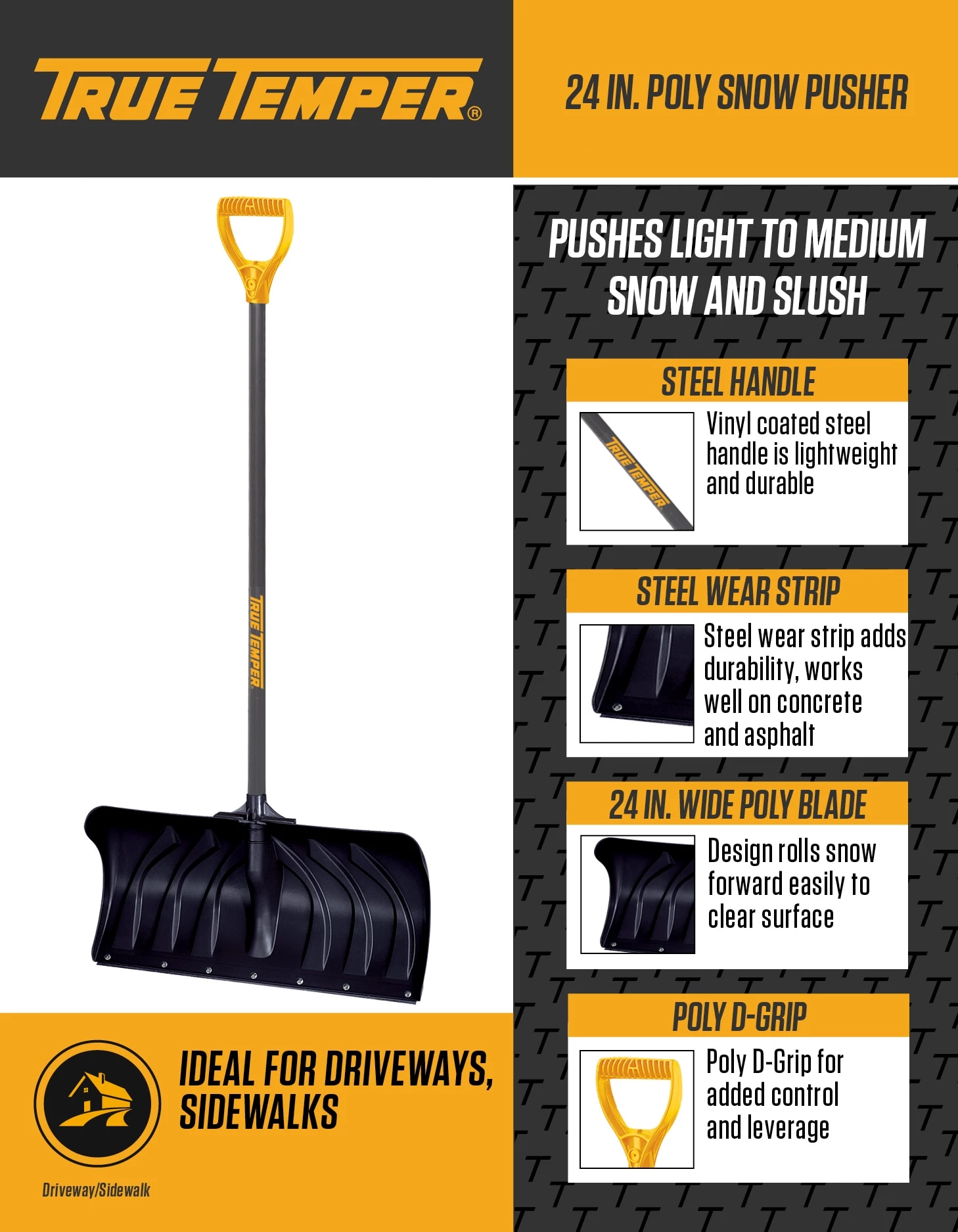 True Temper Lawn & Garden Hand Tools 24-in Poly Snow Shovel with 36-in Steel Handle 2 True Temper Lawn & Garden Hand Tools 24-in Poly Snow Shovel with 36-in Steel Handle - Image 2