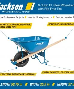 JACKSON Wheelbarrows & Yard Carts 6-cu ft Wheelbarrow Flat-free Tire(s) -Outdoor Tools Online Shop 42393275 scaled