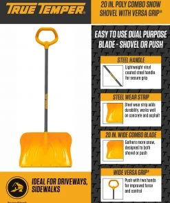 True Temper Lawn & Garden Hand Tools 20-in Poly Snow Shovel with 34.5-in Steel Handle -Outdoor Tools Online Shop 45411534
