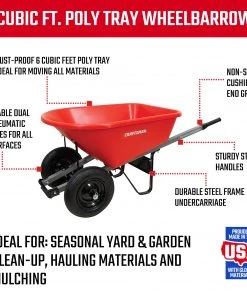 CRAFTSMAN Wheelbarrows & Yard Carts 6-cu ft Poly Wheelbarrow -Outdoor Tools Online Shop 46803488